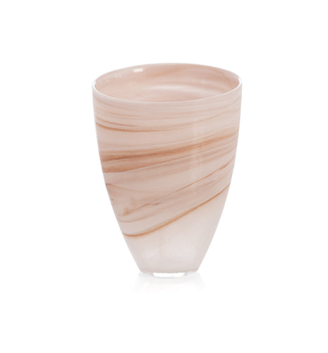 POLISHED ALABASTER ROUND VASE, BLUSH