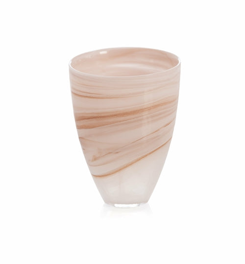 POLISHED ALABASTER ROUND VASE, BLUSH