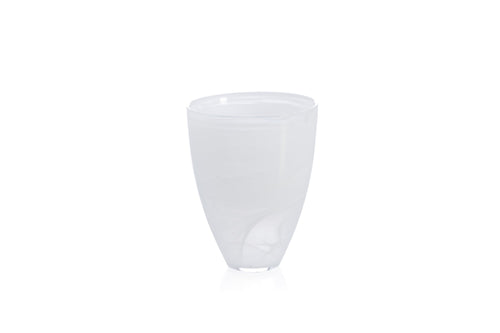 POLISHED ALABASTER ROUND VASE, WHITE