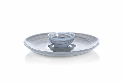 POLISHED ALABASTER CHIP AND DIP SET, STONE