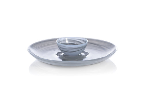 POLISHED ALABASTER CHIP AND DIP SET, STONE