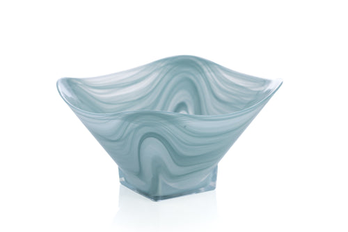 Decorative LARGE POLISHED ALABASTER SQUARED BOWL, TURQUOISE