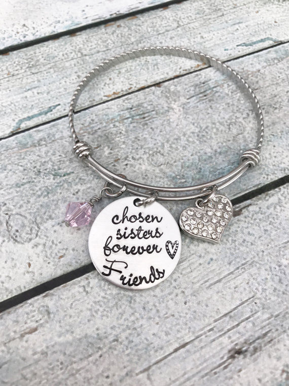 Women Best friend - Sister bracelet - Hand Stamped-Stainless-Steel