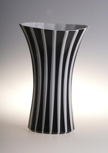 White Stripe Retro Style Porcelain Flower Vase