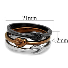 Women Stainless Steel Tri-Color No Stone Rings TK2648