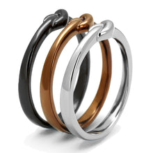 Women Stainless Steel Tri-Color No Stone Rings TK2648