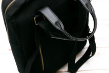 Stitched Boho Canva and vegan leather backpack/laptop