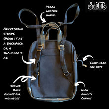 Stitched Boho Canva and vegan leather backpack/laptop