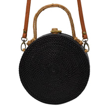 Women Handwoven Rattan BAG-Milly- {Black & Tan}