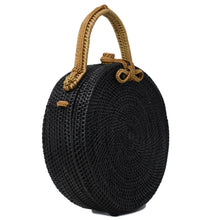 Women Handwoven Rattan BAG-Milly- {Black & Tan}