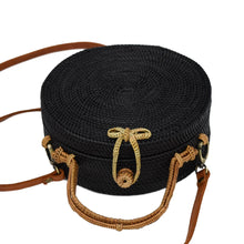 Women Handwoven Rattan BAG-Milly- {Black & Tan}