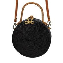 Women Handwoven Rattan BAG-Milly- {Black & Tan}