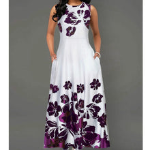 Women Vintage A-Line Tunic-Sleeveless Floral Print Dress