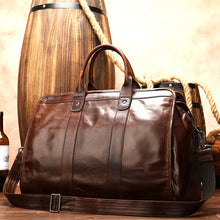 Smooth Leather Travel Bag-Unisex -Vintage-Brown Cowhide