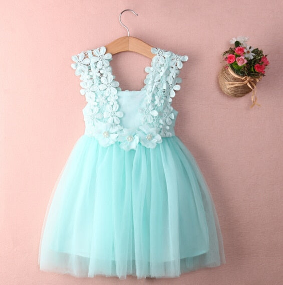 Girls Party Lace Tulle Flower Sundress