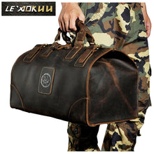 Duffle Bags-Men Genuine Leather Large Capacity Vintage Duffle Bag-8151-b