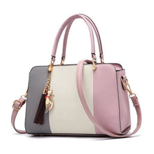 Women Tri Color Leather Handbags-Casual Tote bag